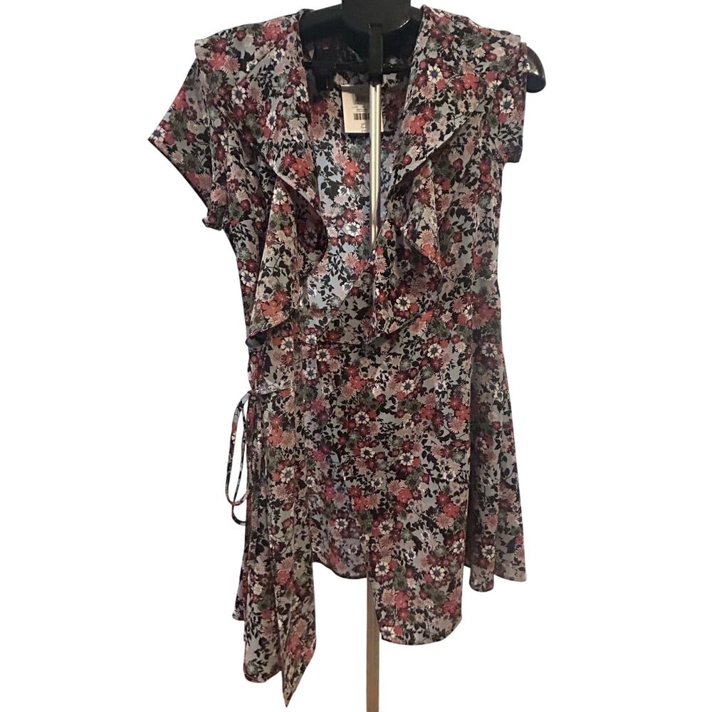 NWT Topshop Floral Wrap Ruffle Dress Women's Size 10